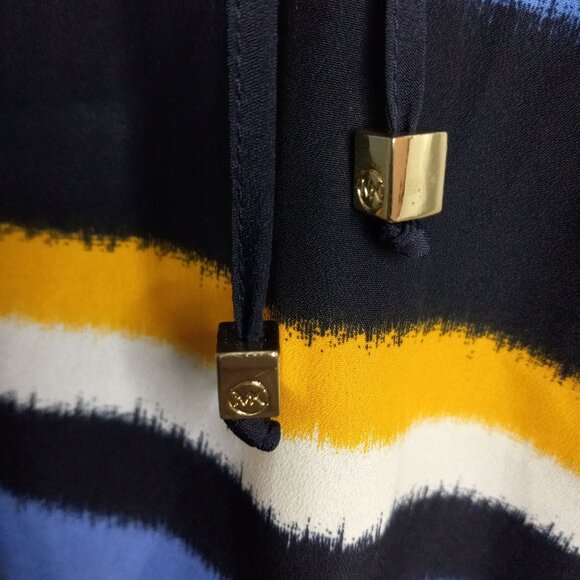 Michael Kors Size M Top Kaftan Poncho Womens Striped V-Neck Polyester - Picture 7 of 10